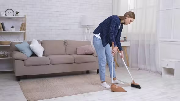 Sweep the rooms with a broom
